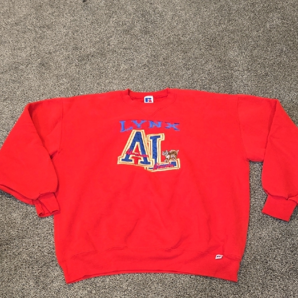 Vintage Women Russell Athletic LYNX Abraham Lincoln Made USA Sweater XL